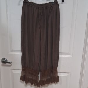 Chocolate Lace Wide Leg Petticoat Pants